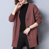 Mid-Long Korean Version Of Knitted Cardigan 2025 Women's Clothing Spring And Autumn Loose Design V-Neck Sweater Women's Autumn And Winter Coat HZ0108