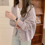 Autumn 2025 New Loose Retro Knitted Cardigan Women Lazy Wind Gentle Short Sweater Coat Wear HZ0108