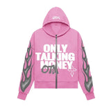 Y2K Flame Letter Print Street Casual Trend Cardigan Jacket Men And Women Loose Hoodie HZ0108