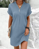 Women's 2025 New V-Neck Solid Color Jacket Comfortable Casual Button Dress Women HZ0108