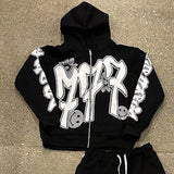 Trendy New Men's And Women's Same Pattern Digital Printing Loose Hoodie Jacket Set HZ0108