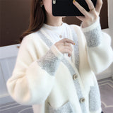Autumn Dress 2025 New Explosion Of Women's Sweater Loose Outer Wear Knitted Cardigan Early Autumn Marinade Velvet Coat HZ0108