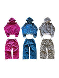 Trendy New Winter Leopard Hooded Cardigan Blouse Loose Casual Hip-Hop Broad Leg Trousers Set HZ0108