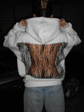 2025 Autumn And Winter New Women's Fashion Pure Color Bare Back Hollow Net Hoodie Hoodie HZ0108