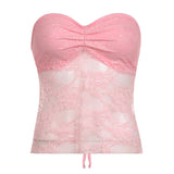 Dopamine Color Low-Cost Lace Bump Color Chest Bare Back Vest Gentle Wind Bare Back Blouse HZ0108