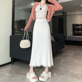 Tassel Knitted Skirt Women's Autumn Dress 2025 New High-Waisted Thin A Word Straight Bag Hip Long Skirt HZ0108