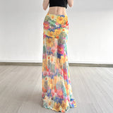 Summer Oil Painting Romantic Temperament Half Skirt Retro Hot Babes Sea Guide Beach Skirt Mid-Length Skirt HZ0107