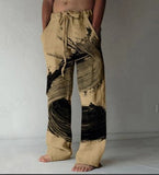 2025 Men's Trousers 3D Digital Printing Velvet Broad Leg Pants POD Set HZ0108