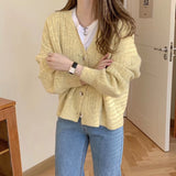 Autumn 2025 New Loose Retro Knitted Cardigan Women Lazy Wind Gentle Short Sweater Coat Wear HZ0108
