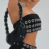 Street Hip Punk Style Metal Chicken Eye Decoration Chest Vest Hot Girl Cool Wrapped Blouse HZ0107