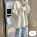 Solid Color Soft-Creating Sweater Women's Autumn And Winter 2025 New Lazy Wind Foundation Round Collar Knitted Shirt Top HZ0108