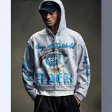 2025 Gothic Retro Loose Personalized Print Hooded Long-Sleeved Zippered Sweater HZ0108