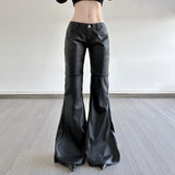 Diablo Hottie Personality Low-Rise Leather Pants 2025 Autumn And Winter New PU Leather Trousers HZ0107