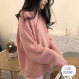 Solid Color Soft-Creating Sweater Women's Autumn And Winter 2025 New Lazy Wind Foundation Round Collar Knitted Shirt Top HZ0108