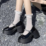 White French Round Head Thick Heded Thick Soles Of Small Leather Shoes Women's New Summer With Skirt Small Scented Style Mary Jane Shoes HZ0107