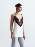 High-End Lace Spliced With Ribbon Slings Sexy Bumpy Vest Pure Pajamas Loose Blouse HZ0108