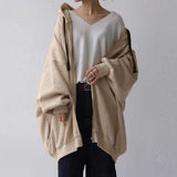 In The Autumn And Winter Of 2025, The New Women's Clothing Sexy Pure Color Loose-Fitting Hoodie Zip-Up HZ0108