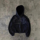 2025 Harajuku Y2K Spring And Autumn Hooded Sports Cardigan Zip Graffiti Print Long-Sleeved Hoodie Coat Code HZ0108