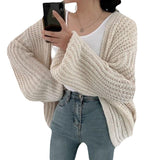 Women's Coarse Knit Sweater Women's Autumn And Winter Coat Women's Lantern Sleeve Knitted Cardigan Pure Color Lanterns HZ0108