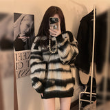 Loose Lazy Wind Stripe Casual Soft-Masked Blouse Retro Bump Color Long Bottom Knitted Sweater Women Autumn And Winter HZ0108
