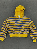 2025 New Street Style Hop Striped Print Loose Leisure Long Sleeve Hoodie HZ0108