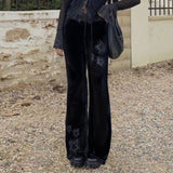 Spice Girls Street Star Drill Ribs Spliced Waist Velvet Trousers Drawstring Low-Waist Niche Casual Pants HZ0107