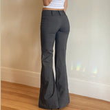 Vintage Simple Temperament Folded Low-Rise Casual Pants Women's Tau Woven Micro-Tuffs Trousers HZ0107