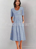 2025 Large-Size New Women's Clothing Printed Pocket Button Dress HZ0107