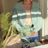 Sweater Women's Coat Cardigan Winter New Korean Big Collar Zipper Solid Color Lazy Soft Loose Loose Version Of Knitted Shirt HZ0108