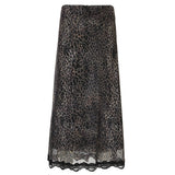Vintage Leopard Splicing Lace Skirt Autumn New Trendy High Waist Slim Long Dress HZ0107