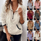 2025 Autumn And Winter New Collar Small Fragrant Wind Half Zipper Pocket Short Wear Woman HZ0108