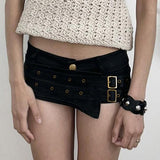 Japanese Buckle Irregular Design Feeling Low-Rise Shorts Hot Girls Street Slimming Sexy Hot Pants Woman HZ0107