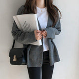 Korean Version Of Simple Solid Color College Style Knitted Cardigan 2025 Spring And Autumn New Loose Set Thin Sweater Women's Coat HZ0108