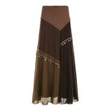 Street Hot Girls Wandering Wasteland Wind Irregular Design Lattice Splicing Lace Skirts Women's Folded Skirts HZ0107