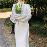 The Long-Necked Sweater Dress With A Long Coat Over The Knee Temperament Small Fragrant Style In The Bottom Of The Knitted Dress Women's Autumn And Winter HZ0108