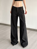 Street Style Basic Simple Solid Color Thin Suit Pants Low-Waist Style Sleeker Leisure Trousers HZ0108