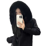 Korean Retro Autumn And Winter Knitted Cardigan Women Loose Leisure Long-Sleeved Woolen Hooded Sweater Coat Women HZ0108
