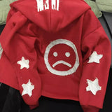 Shirt Letter Star Pattern Long-Sleeved Hoodie Loose Vintage HZ0108