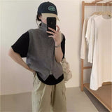 Simple High-Collar Double Zipper Knitted Vest Women 2025 Autumn And Winter Women's Loose Temperament Thin Sweater Cardigan Vest HZ0108