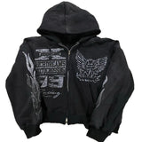 Street H-Hang Hop Star Girl Printed Black Zipper Hoodie Woman 2025 Y2k Harajuku Jacket Woman HZ0108