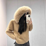 Korean Retro Autumn And Winter Knitted Cardigan Women Loose Leisure Long-Sleeved Woolen Hooded Sweater Coat Women HZ0108