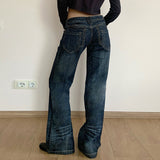 Spice Girls Vintage Folded Washing Water To Make Old Loose Street Low-Rise Jeans Slim Jump Casual Straight Pants HZ0107