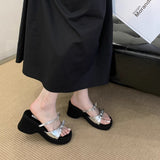 The Beautiful Sandals On The Bottom Of The Pine Cake In The Summer 2025 New Bows And Toes Coarse And Wear A Hundred Matching Skirts. HZ0107