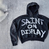 Gothic Rock Letter Print Hoodie Loose Men's And Women's Same Retro Jersey Coat Top HZ0108