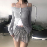 Pure Lust Lace Lace Splicing A Collar Collar Buckle Blouse Hottie Slim Thin Long Sleeve Bottom Shirt T-Shirt Girl HZ0107