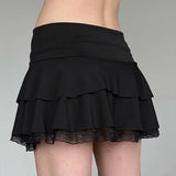 2025 Dark Pure Hottie Lace Splicing Bow Skirt Low-Waist Sexy Ballet A Word Cake Skirt HZ0107