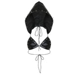 Street Sports Letter Print Pu Leather Ultra-Short Leather Coat Zipper Collar Cool Spicy Top Dress 2025 HZ0107