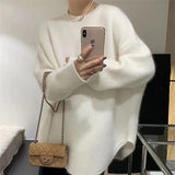 Medium And Long Sweater Women's New Autumn And Winter Gentle Lazy Wind High-End Sense French Knitted Bottom Shirt Inside The Top HZ0108