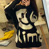 Osaka Loose Sweater Women's Autumn And Winter Women's Fashion Commuting Jacket In The Long Smiley-Face Round Collar Knitting Top HZ0108