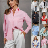 Women's Dress 2025 New Loose Large-Size Striped Women's Shirt Working Shirt Casual Long-Sleeved Shirt HZ0108